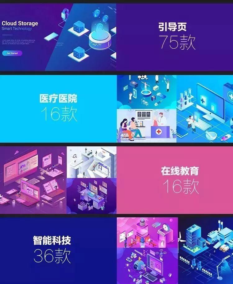 【S0006】360款2.5D插画大合集，科技/金融/电商/区块链/医疗