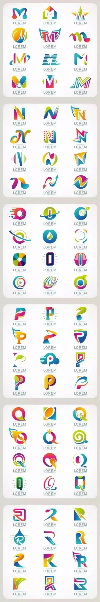 【S0011】【素材】时尚简约抽象创意英文字母变形元素LOGO标志设计模板矢量图案素材