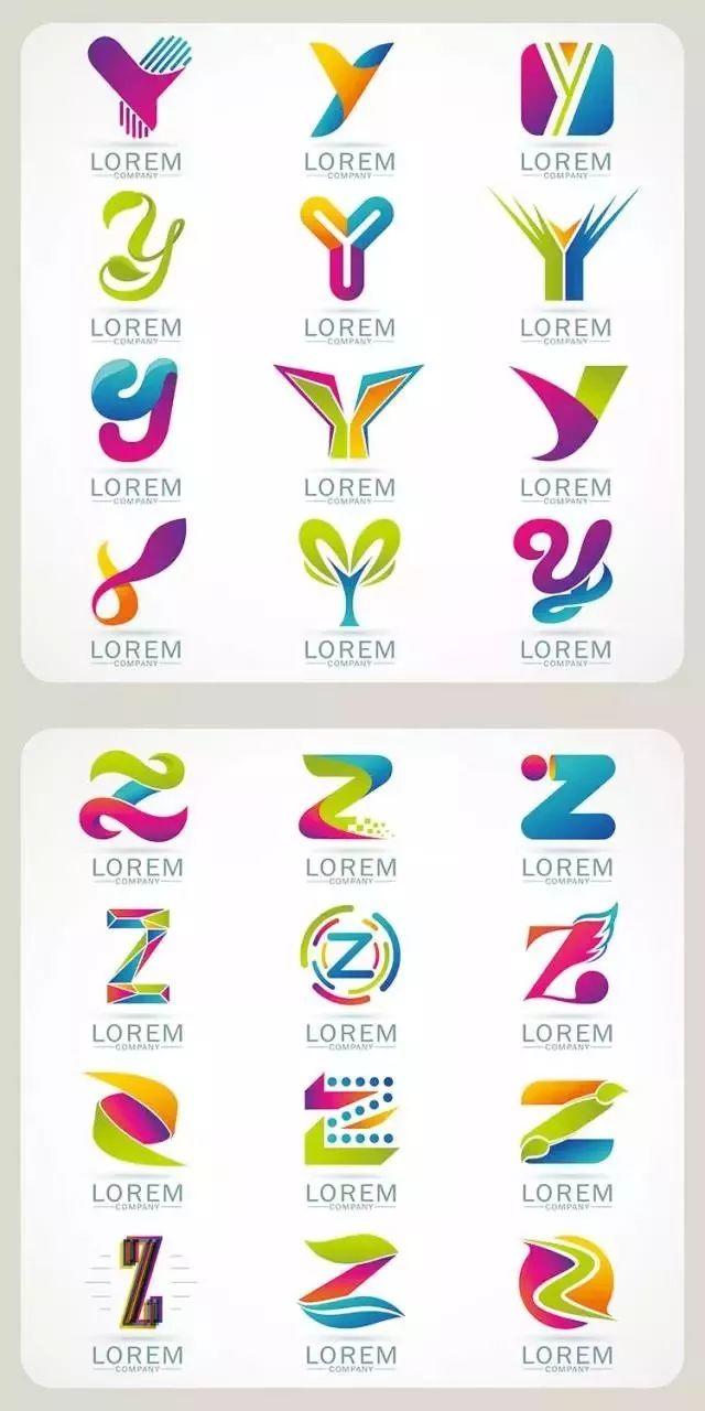 【S0011】【素材】时尚简约抽象创意英文字母变形元素LOGO标志设计模板矢量图案素材