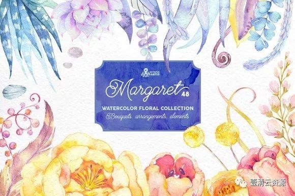 【S0029】【素材】水彩花卉植物素材