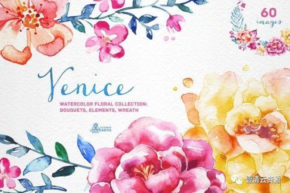 【S0029】【素材】水彩花卉植物素材