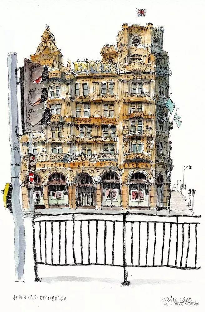 【S0092】【素材】225张建筑淡彩图集，超棒的绘画临摹素材