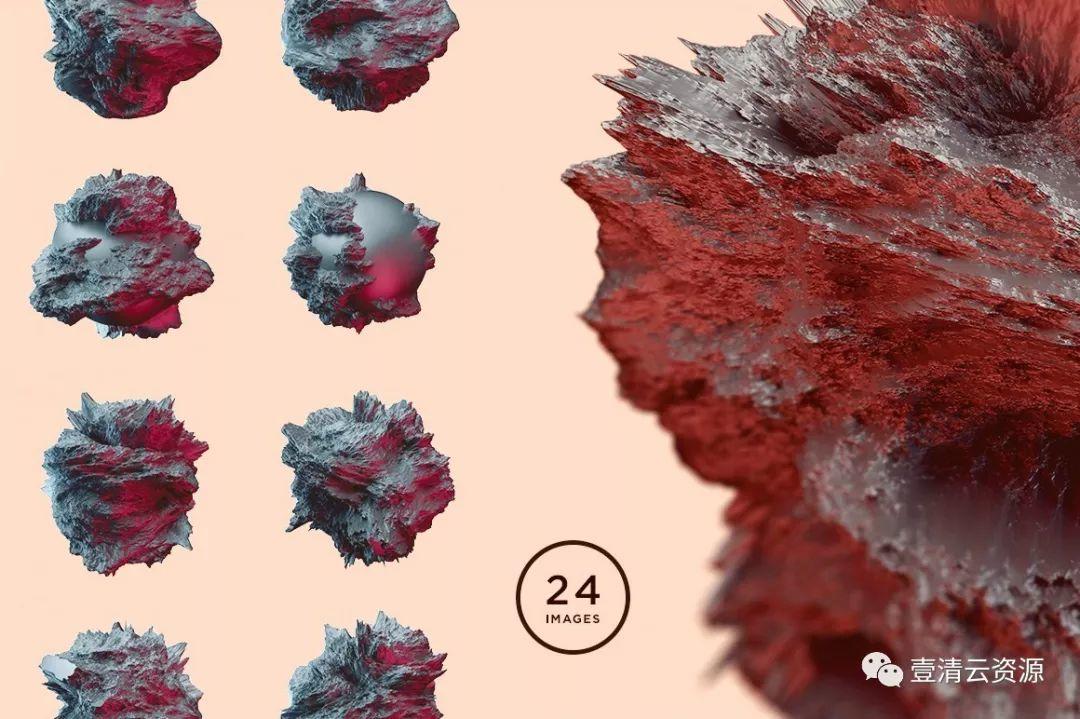 【S0147】【素材】创意抽象纹理系列24个彩虹色有机形状纹理彩色设计素材源文件