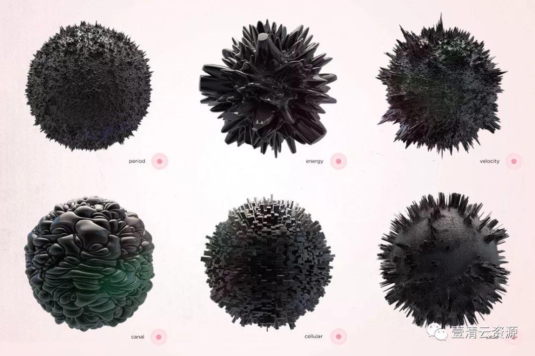 【S0170】【素材】创意抽象纹理系列12个独特纹理球体放射扩散形状素材源文件