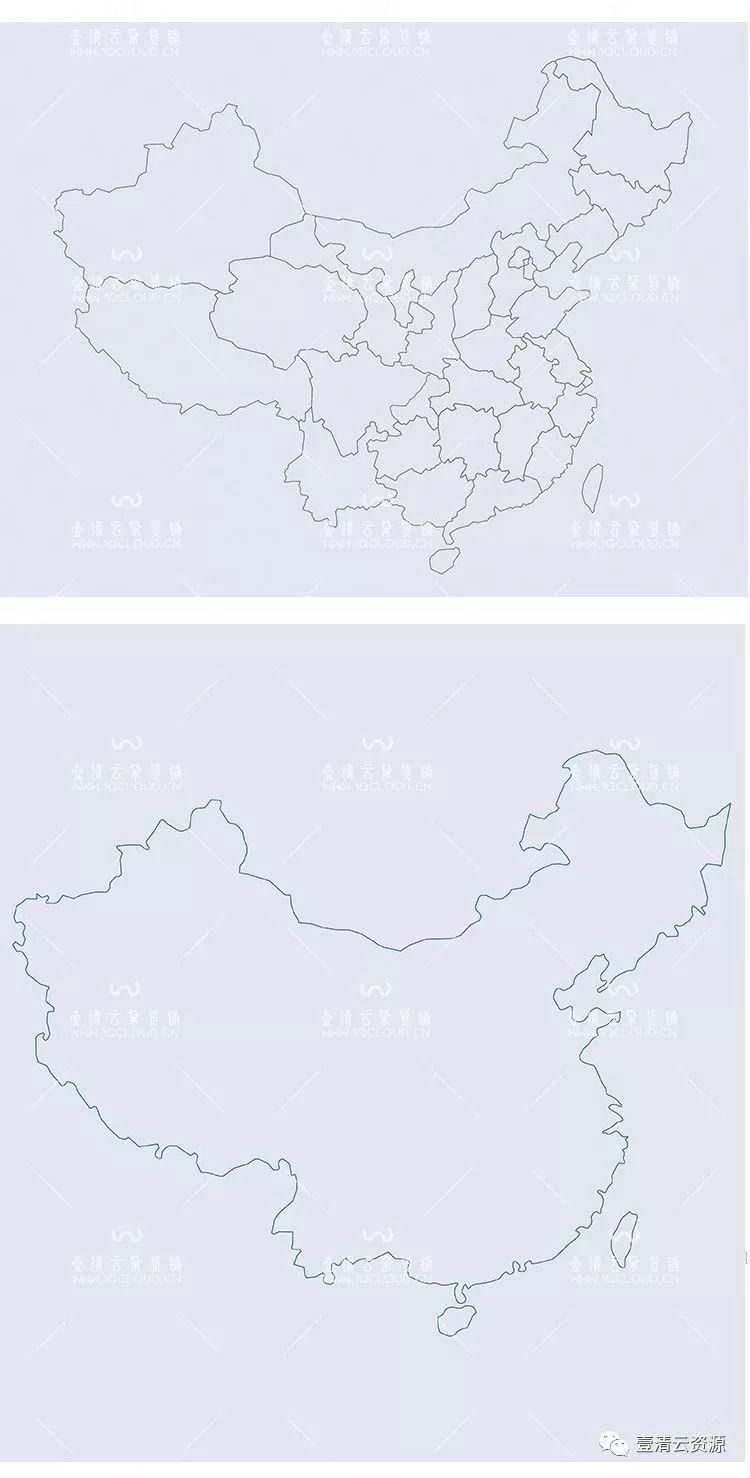 【S0180】【素材】完整高清中国地图全国省份图片素材 轮廓简洁空白高清大图