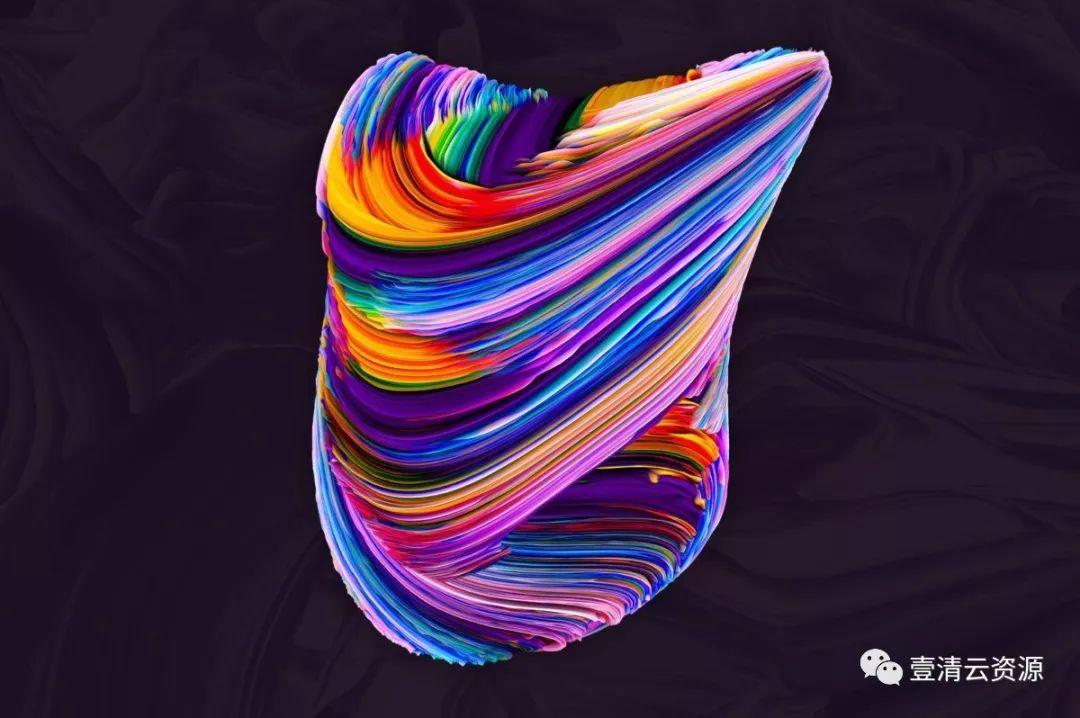 【S0185】【素材】创意抽象纹理系列80个3D立体抽象形状PS笔刷彩色色彩素材文件