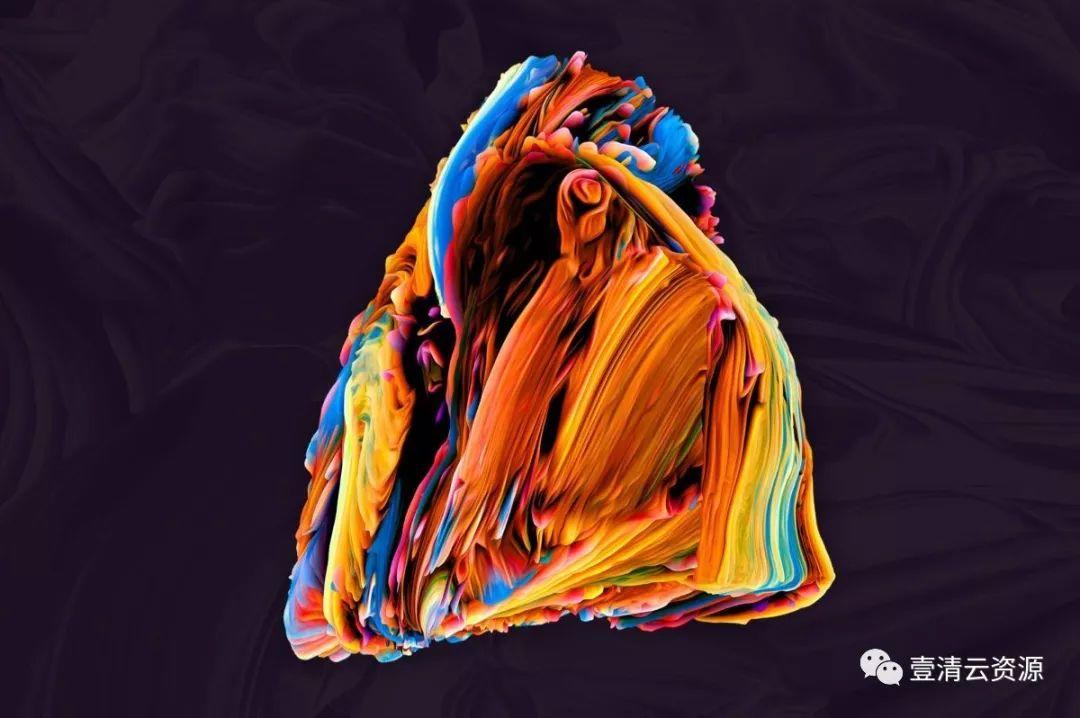 【S0185】【素材】创意抽象纹理系列80个3D立体抽象形状PS笔刷彩色色彩素材文件