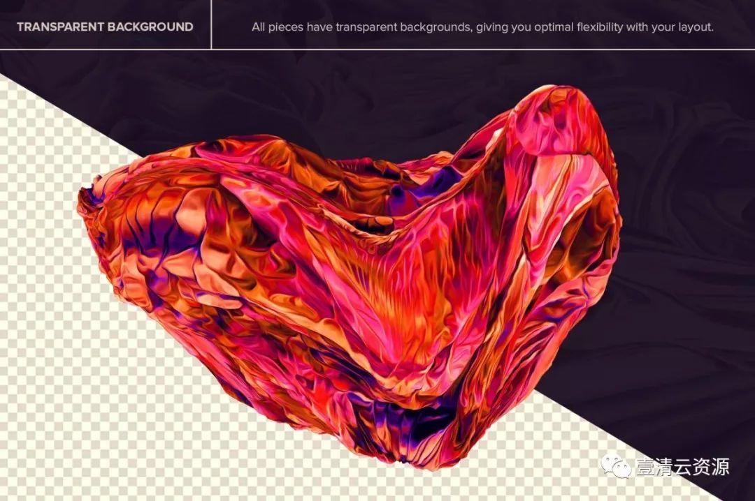 【S0185】【素材】创意抽象纹理系列80个3D立体抽象形状PS笔刷彩色色彩素材文件
