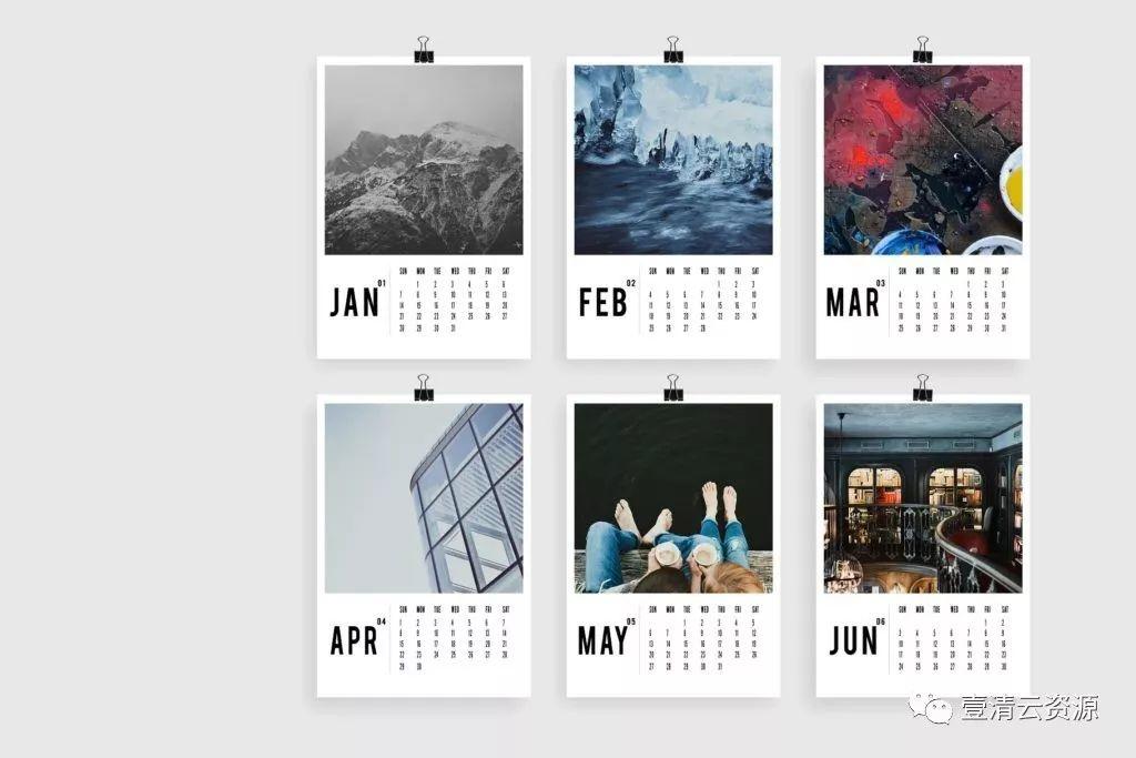 【S0195】【素材】2019现代极简主义艺术年历日历样机展示PS设计素材源文件