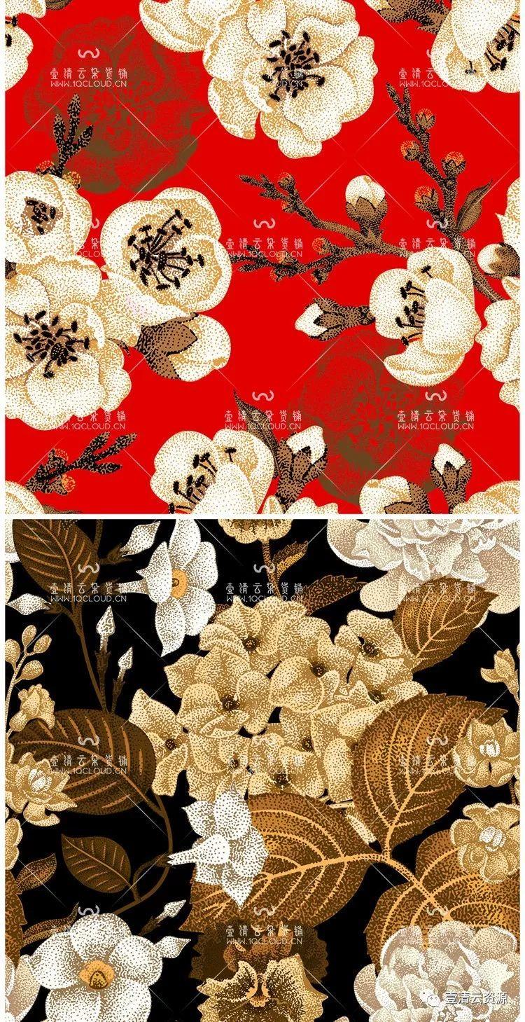 【S0214】【素材】经典背景中国风奢侈品复古花卉矢量插画背景素材设计源文件