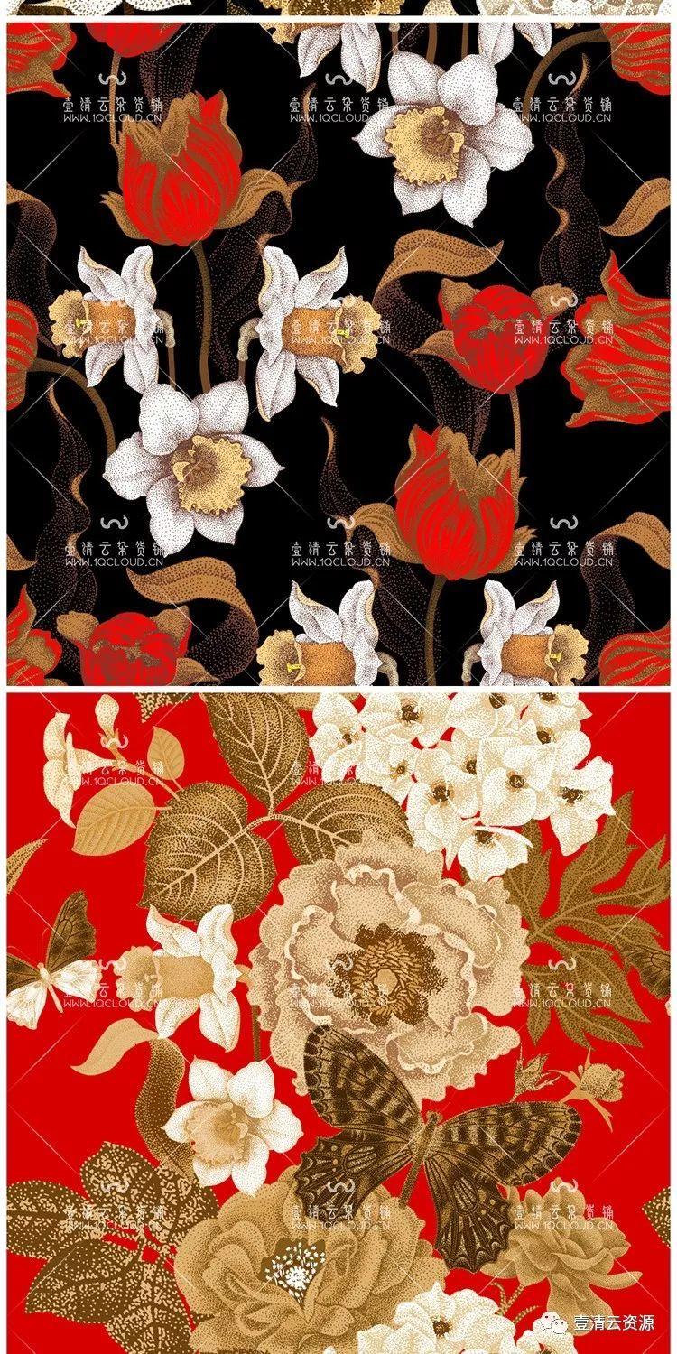 【S0214】【素材】经典背景中国风奢侈品复古花卉矢量插画背景素材设计源文件