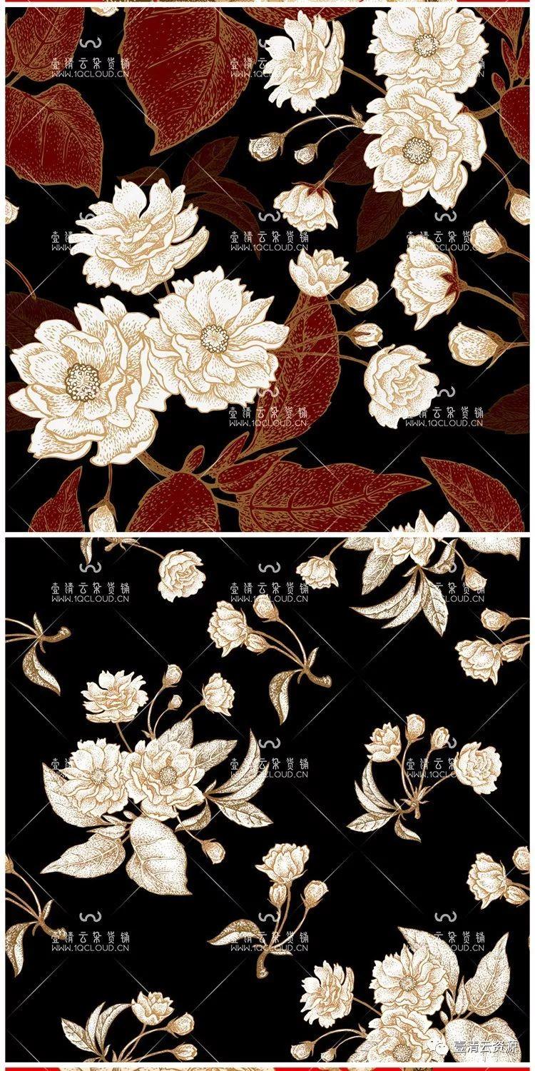 【S0214】【素材】经典背景中国风奢侈品复古花卉矢量插画背景素材设计源文件