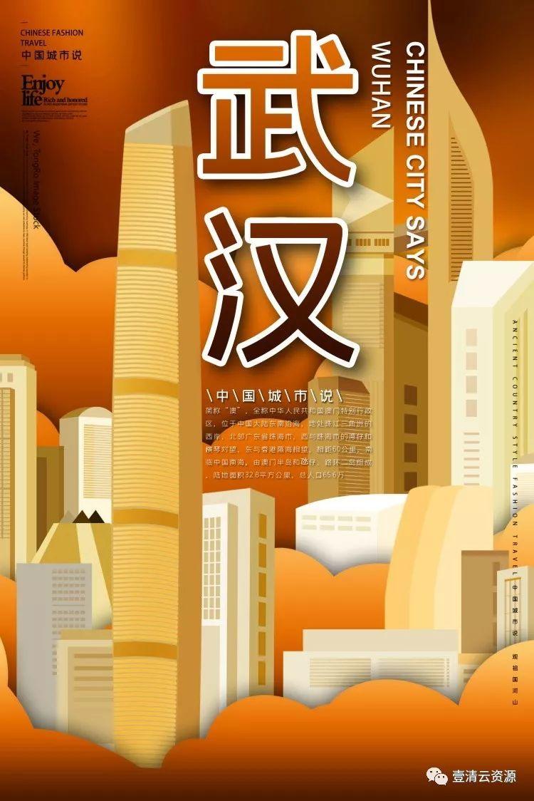 【S0240】【素材】古典景点古建筑中国风国潮城市海报插画扁平印象地标PSD设计素材