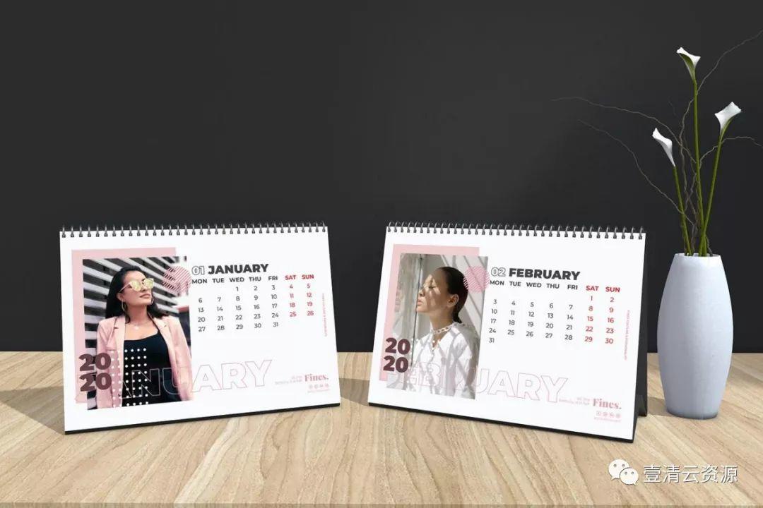 【S0263】【素材】2020年时尚活页台历设计模板EPS设计素材源文件