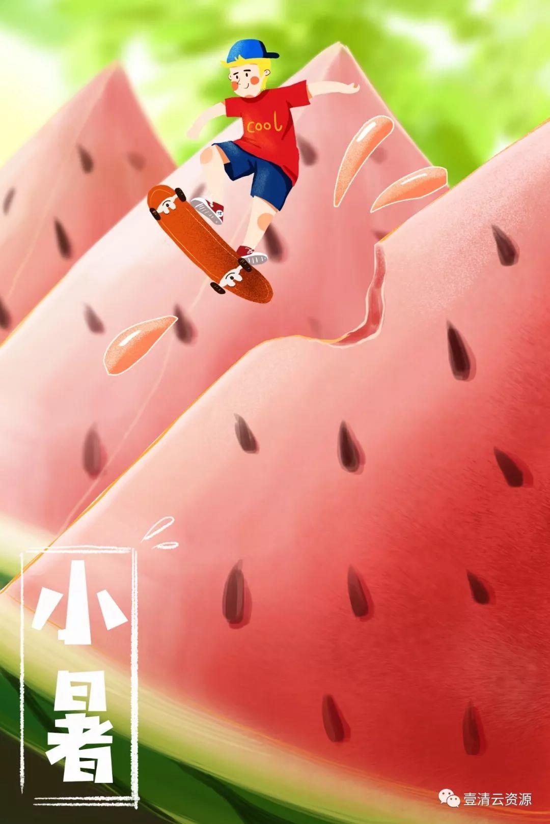 【S0266】【素材】传统节气时节中国风手绘春夏秋冬四季人物风景插画PS模板素材