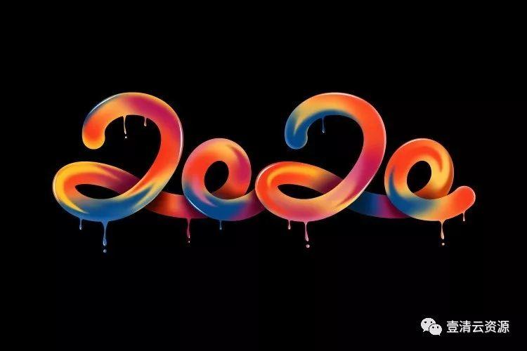 【S0287】【素材】新年高端时尚科技感卡通立体2020字体PSD设计素材源文件