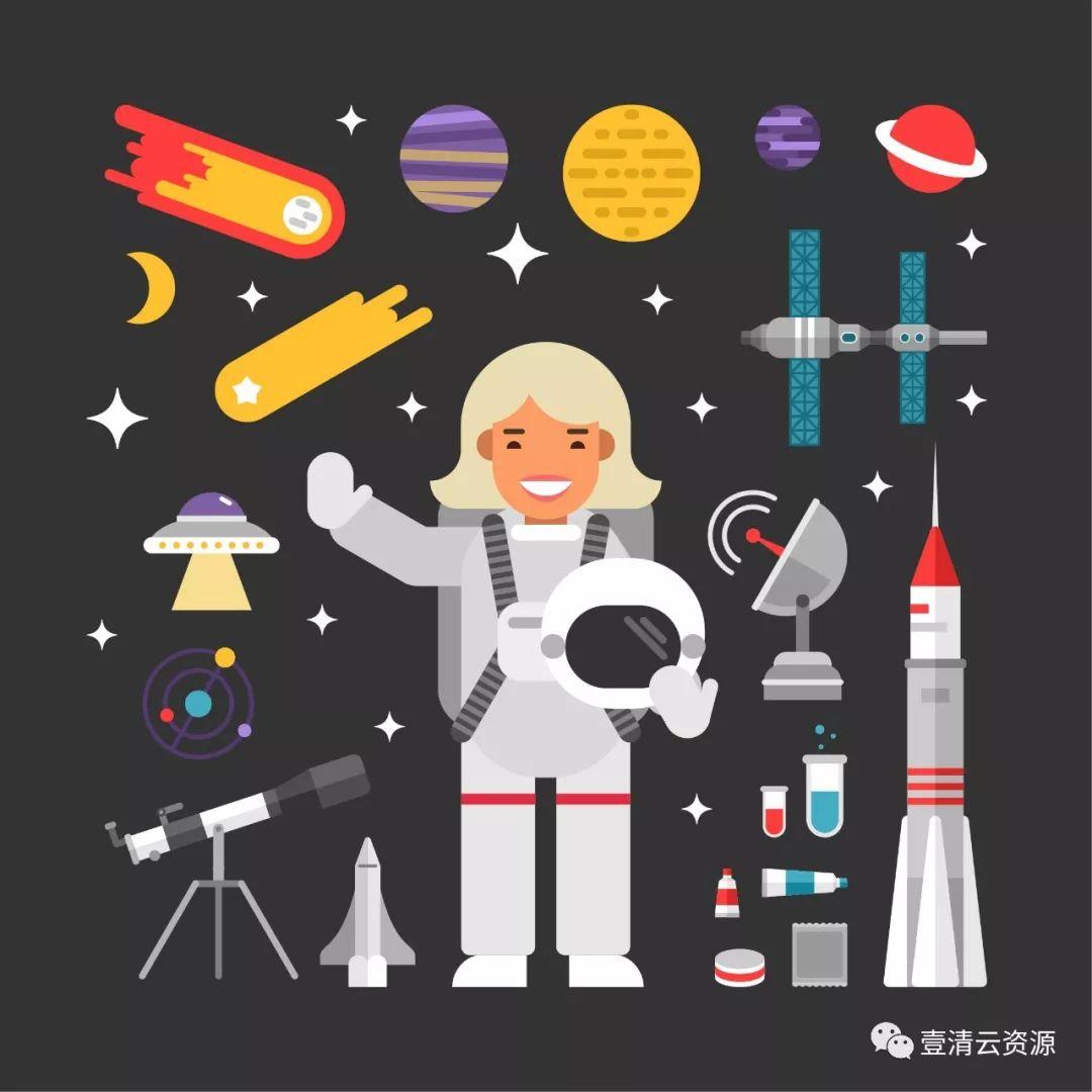 【S0305】【素材】可爱卡通航天主题形象矢量素材宇宙宇航员PSD设计素材源文件
