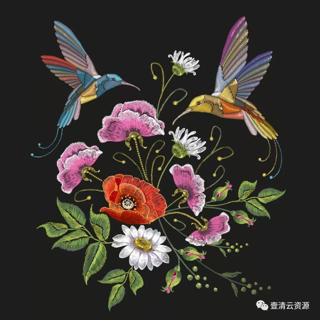 【S0328】【素材】中国风潮牌服装布料刺绣仙鹤龙动物花纹图案背景矢量设计素材