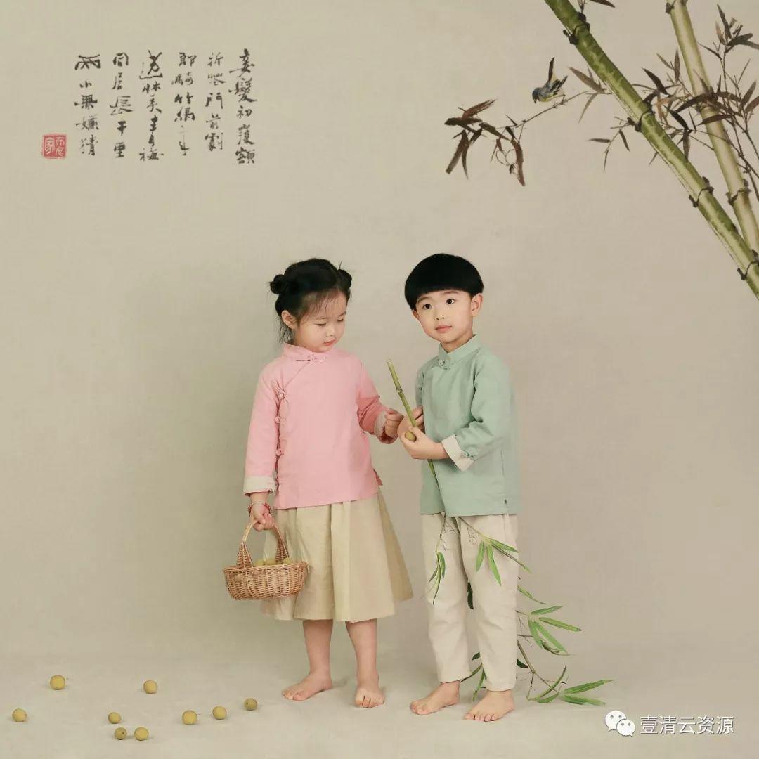 【S0338】【素材】中国风儿童宝宝古装民国工笔画摄影楼相册写真样片PSD模板PS素材