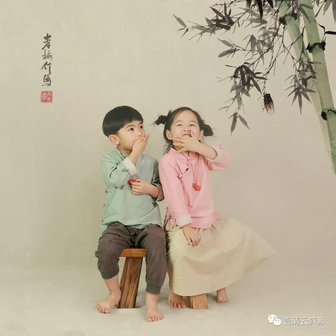 【S0338】【素材】中国风儿童宝宝古装民国工笔画摄影楼相册写真样片PSD模板PS素材