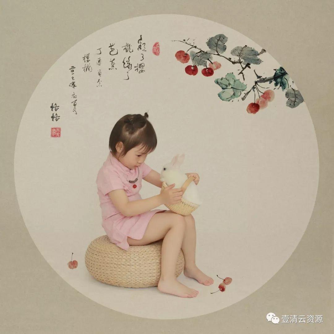 【S0338】【素材】中国风儿童宝宝古装民国工笔画摄影楼相册写真样片PSD模板PS素材