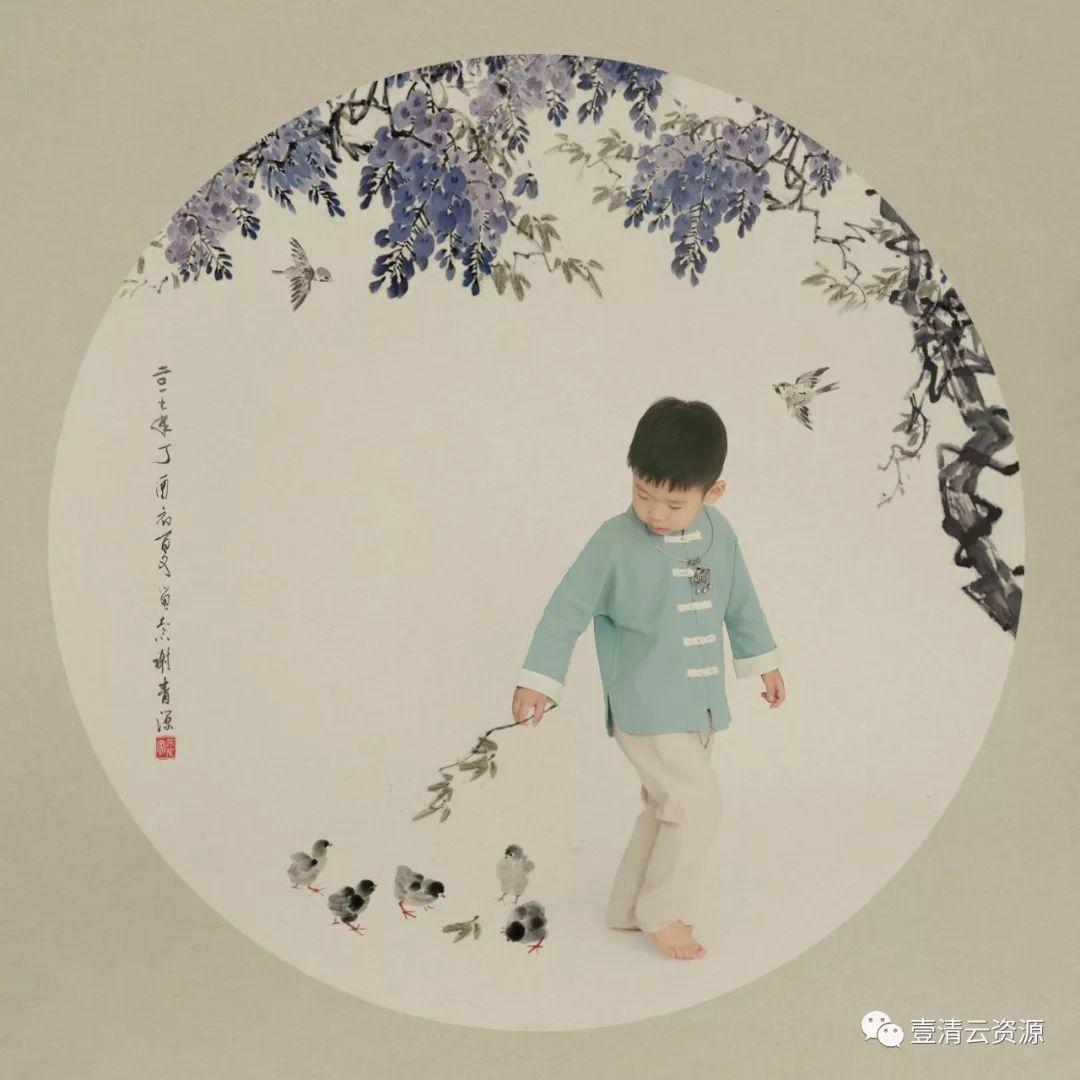 【S0338】【素材】中国风儿童宝宝古装民国工笔画摄影楼相册写真样片PSD模板PS素材