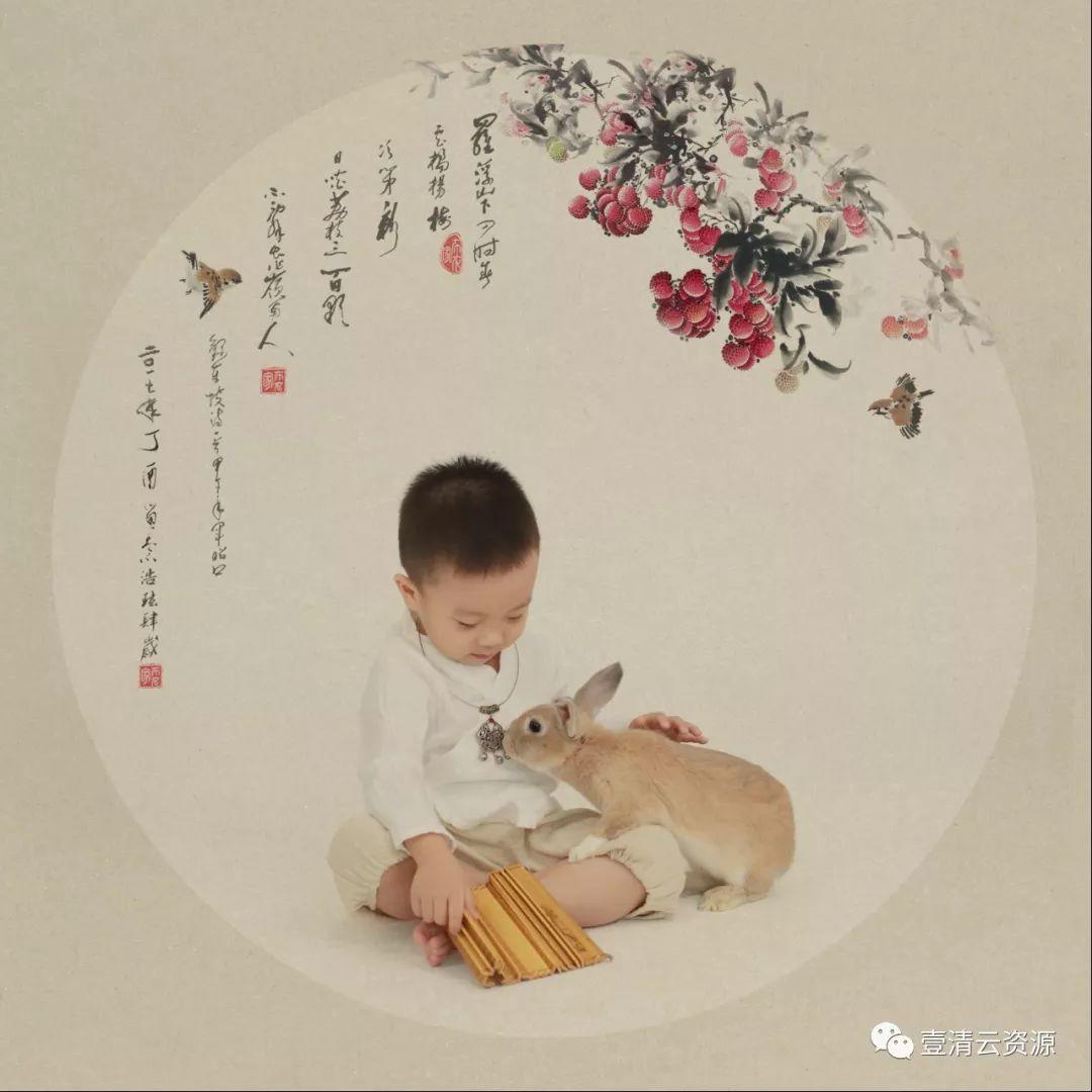 【S0338】【素材】中国风儿童宝宝古装民国工笔画摄影楼相册写真样片PSD模板PS素材