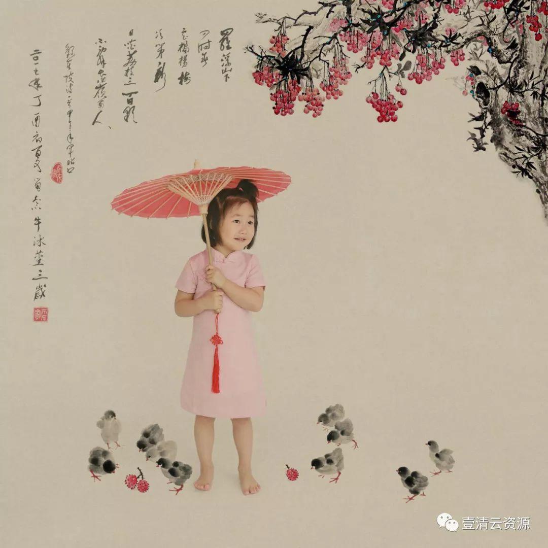 【S0338】【素材】中国风儿童宝宝古装民国工笔画摄影楼相册写真样片PSD模板PS素材