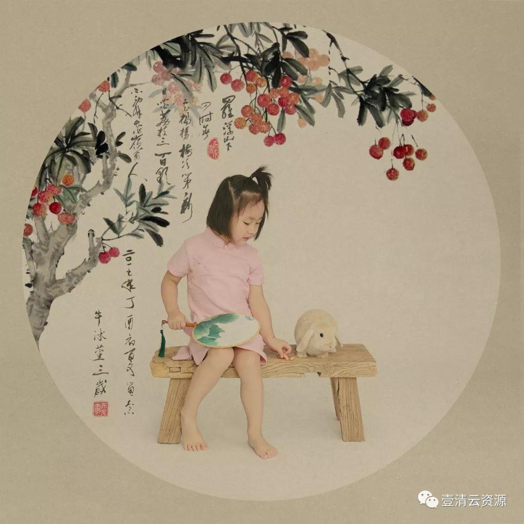 【S0338】【素材】中国风儿童宝宝古装民国工笔画摄影楼相册写真样片PSD模板PS素材