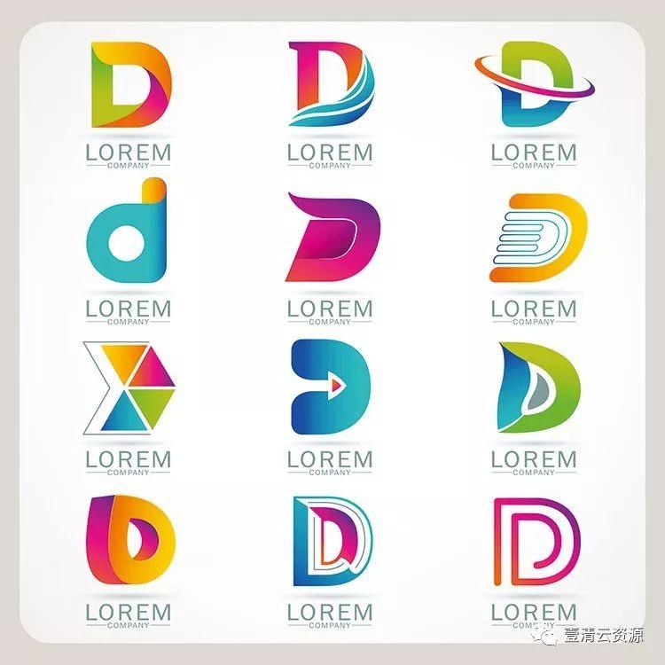 【S0354】【素材】时尚简约抽象创意英文字母变形元素LOGO标志设计模板矢量图案素材