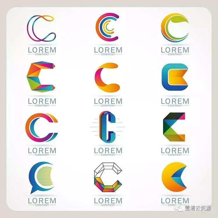 【S0354】【素材】时尚简约抽象创意英文字母变形元素LOGO标志设计模板矢量图案素材