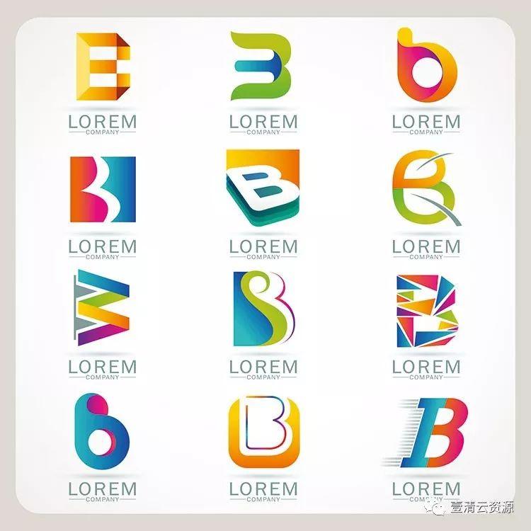 【S0354】【素材】时尚简约抽象创意英文字母变形元素LOGO标志设计模板矢量图案素材