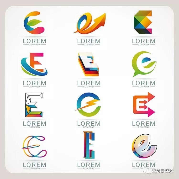 【S0354】【素材】时尚简约抽象创意英文字母变形元素LOGO标志设计模板矢量图案素材