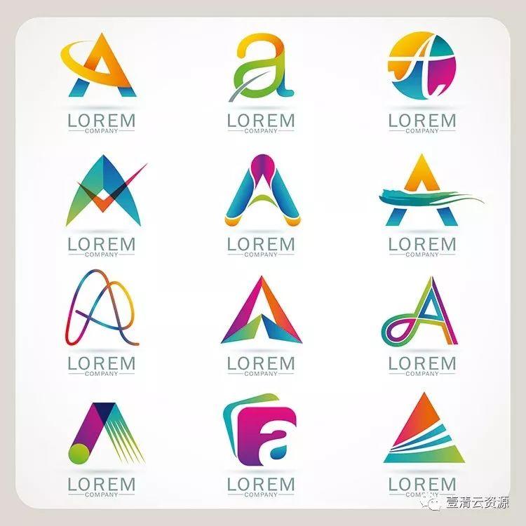 【S0354】【素材】时尚简约抽象创意英文字母变形元素LOGO标志设计模板矢量图案素材