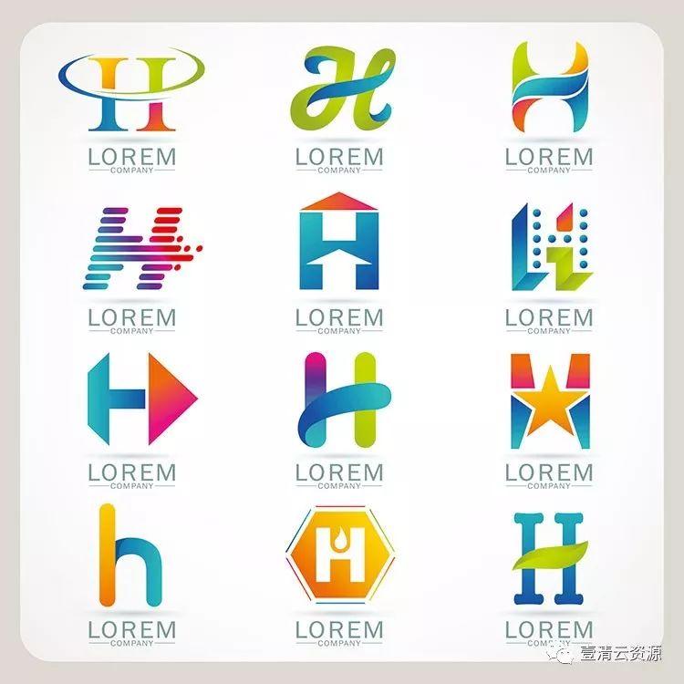 【S0354】【素材】时尚简约抽象创意英文字母变形元素LOGO标志设计模板矢量图案素材