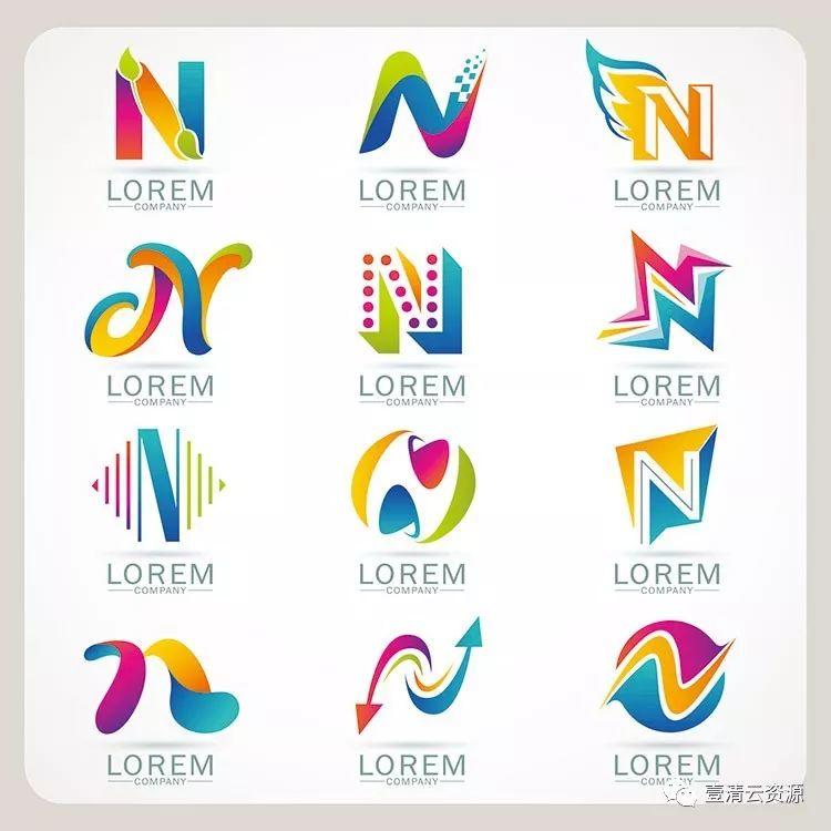 【S0354】【素材】时尚简约抽象创意英文字母变形元素LOGO标志设计模板矢量图案素材