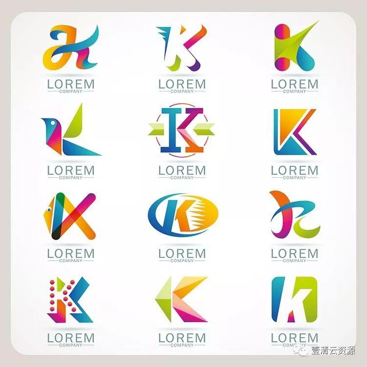 【S0354】【素材】时尚简约抽象创意英文字母变形元素LOGO标志设计模板矢量图案素材