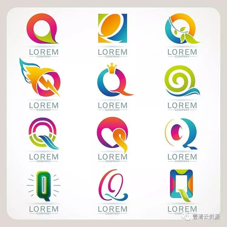 【S0354】【素材】时尚简约抽象创意英文字母变形元素LOGO标志设计模板矢量图案素材