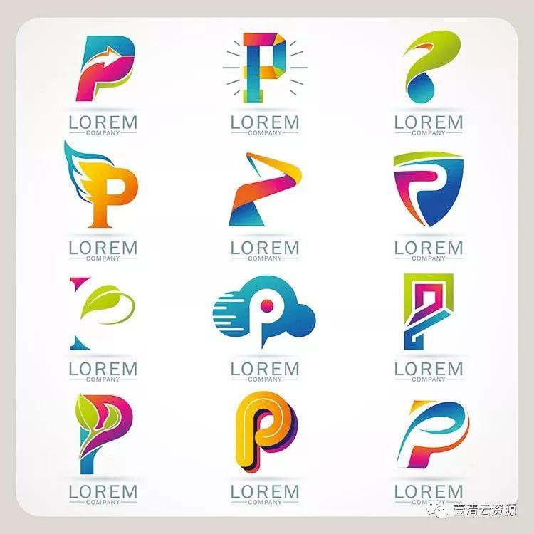 【S0354】【素材】时尚简约抽象创意英文字母变形元素LOGO标志设计模板矢量图案素材