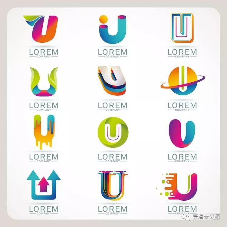 【S0354】【素材】时尚简约抽象创意英文字母变形元素LOGO标志设计模板矢量图案素材
