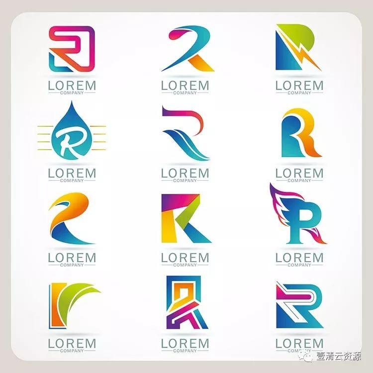 【S0354】【素材】时尚简约抽象创意英文字母变形元素LOGO标志设计模板矢量图案素材