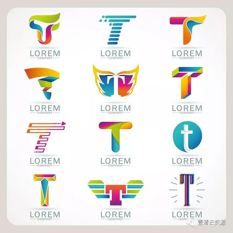 【S0354】【素材】时尚简约抽象创意英文字母变形元素LOGO标志设计模板矢量图案素材