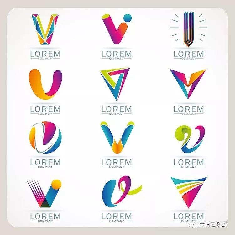 【S0354】【素材】时尚简约抽象创意英文字母变形元素LOGO标志设计模板矢量图案素材