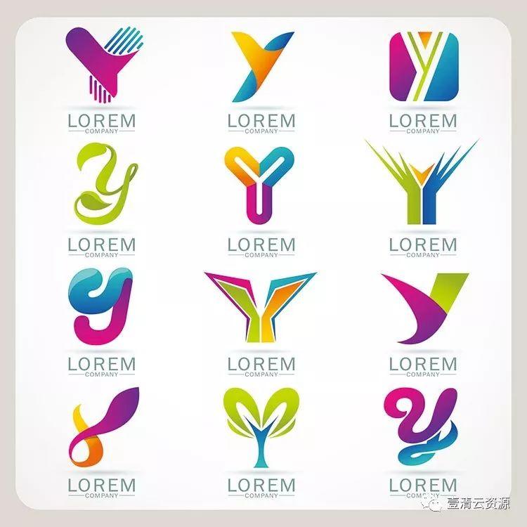 【S0354】【素材】时尚简约抽象创意英文字母变形元素LOGO标志设计模板矢量图案素材