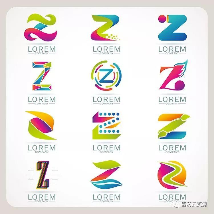 【S0354】【素材】时尚简约抽象创意英文字母变形元素LOGO标志设计模板矢量图案素材