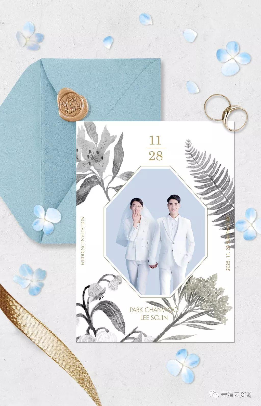 【S0365】【素材】10款鲜花婚礼婚纱照艺术照鲜花情侣爱人信封邀请函样机PSD分层素材
