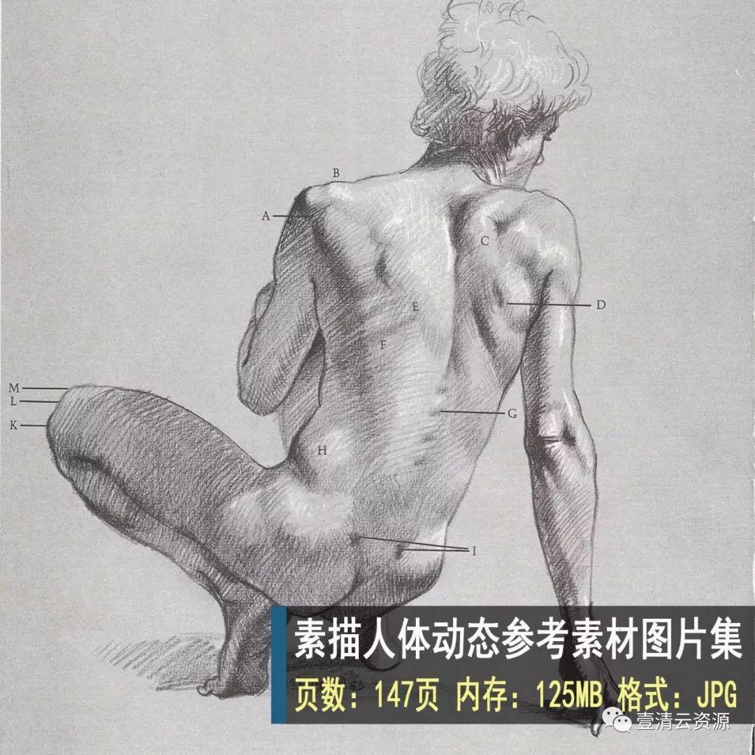 【S0428】【素材】素描作品图片集 素描人体动态技法临摹参考图片合集 设计素材