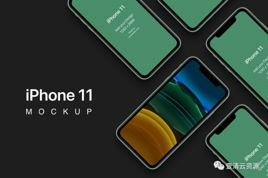 【S0429】【素材】iPhone 11 Mockups 苹果手机界面设计效果展示VI样机PSD智能贴图