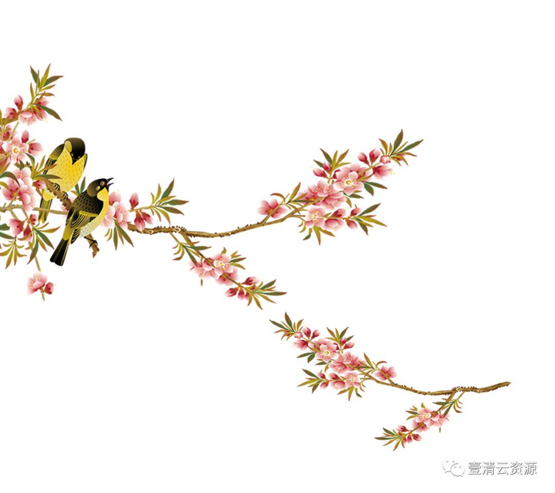【S0456】【素材】中国风工笔画牡丹梅花鹿仙鹤花卉PNG免抠高清平面设计ps图片素材