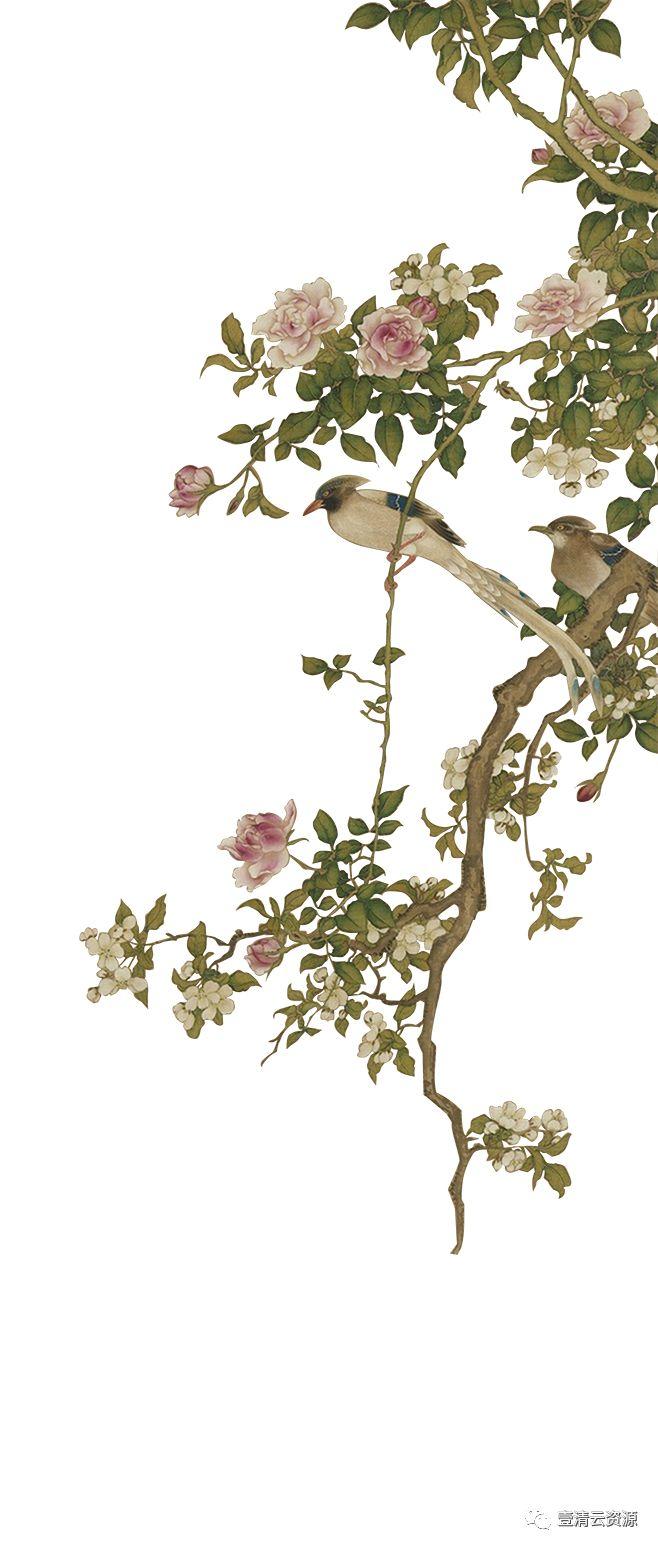 【S0456】【素材】中国风工笔画牡丹梅花鹿仙鹤花卉PNG免抠高清平面设计ps图片素材
